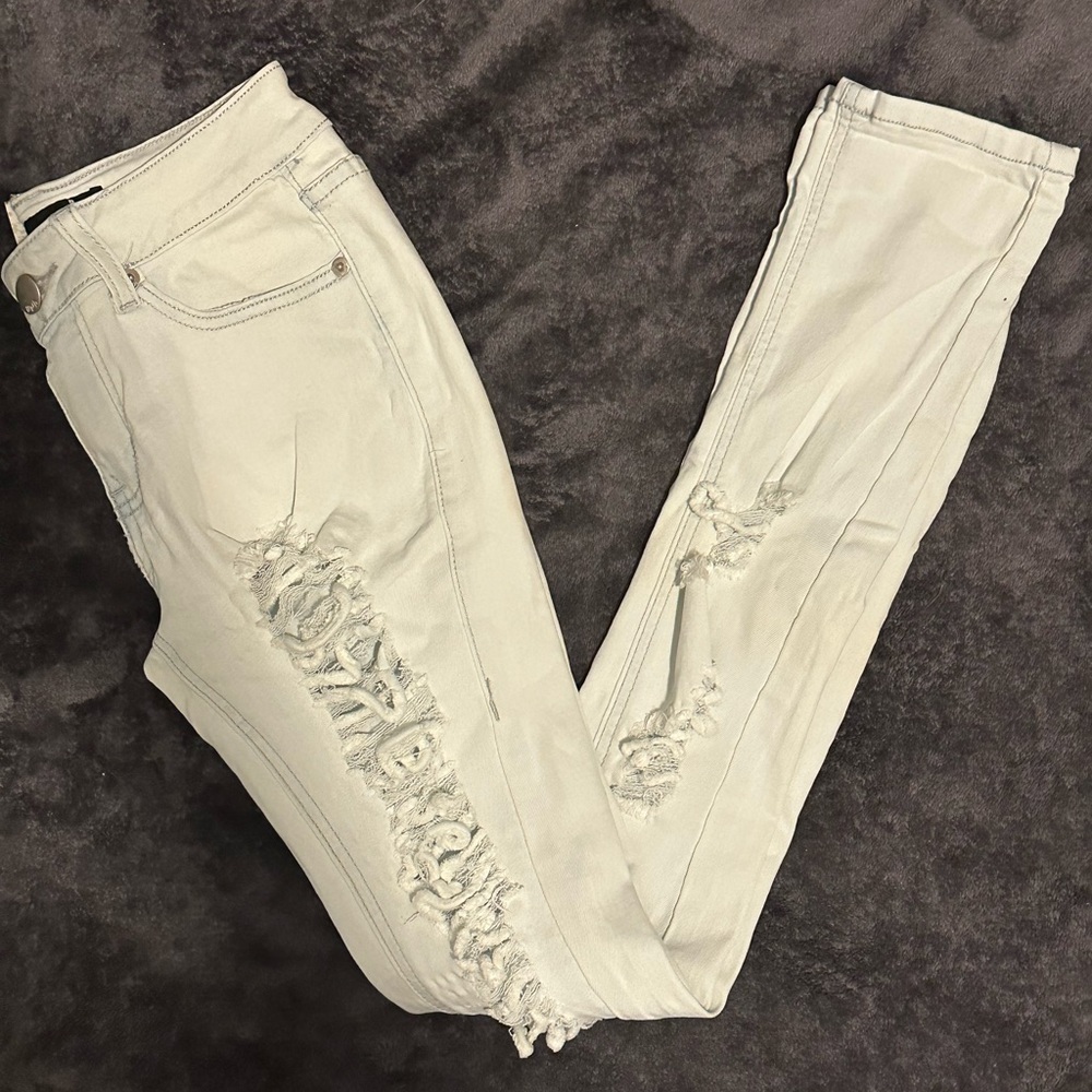 Distressed White Skinny Girl Jeans - FashionNova